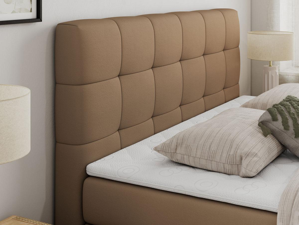 BOXSPRINGBETT LUKA KING 200/200 Braun Kunstleder - H3 - Braun, Holz/Textil (200/200cm) - MKS