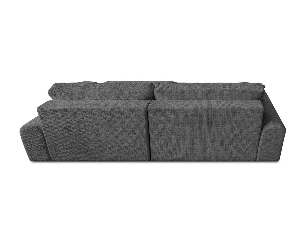 ECKSOFA Melvano mit Schlaffunktion und Bettkasten im Japandi-Stil aus weichem Grau Chenille-Stoff - Schwarz/Grau, Holz/Kunststoff (240/145cm) - S-Style
