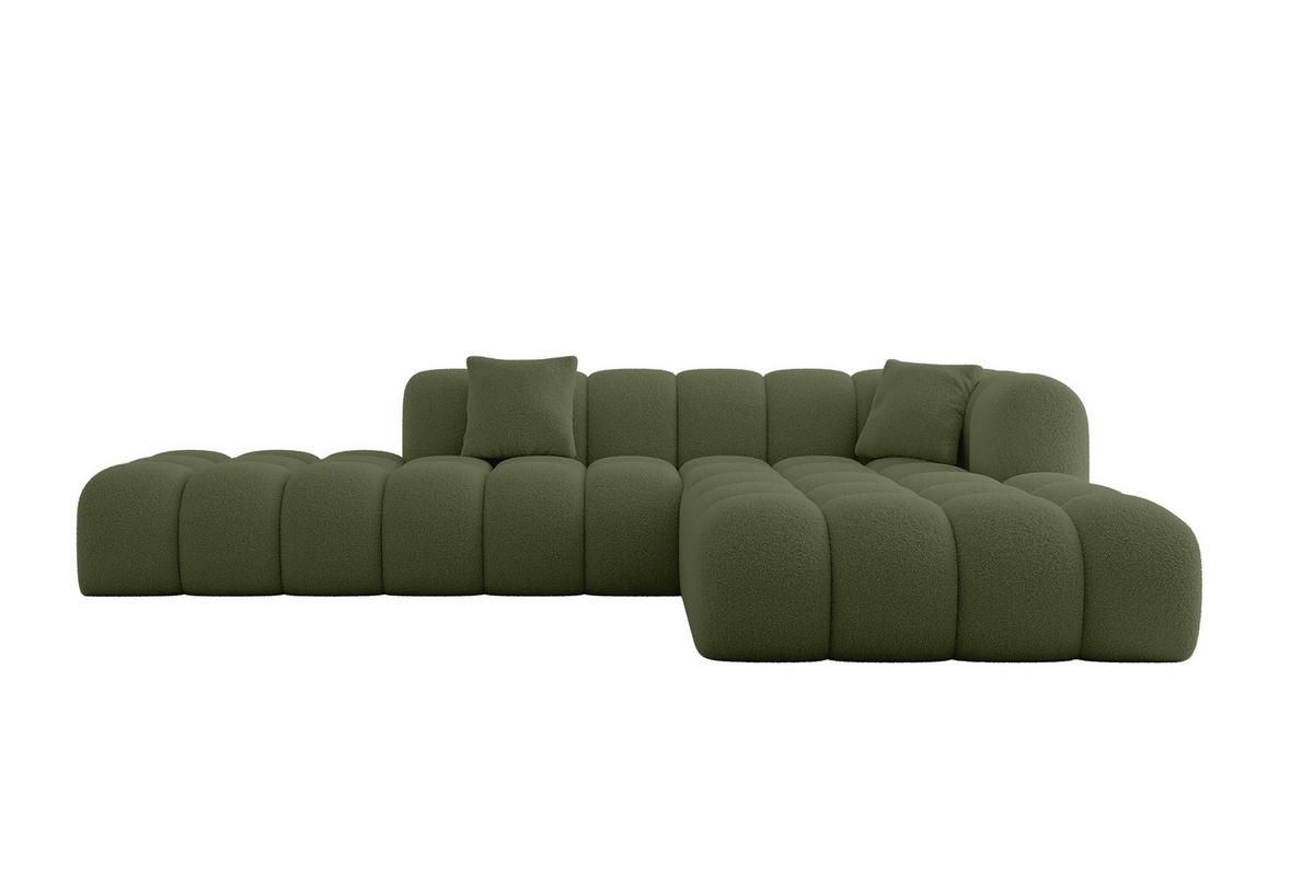 ECKSOFA Ottomane Rechts OLEA-L2 - 289x176x71 cm Grün - Platinfarben/Schwarz, Holzwerkstoff/Kunststoff (289/176cm) - ALTDECOR