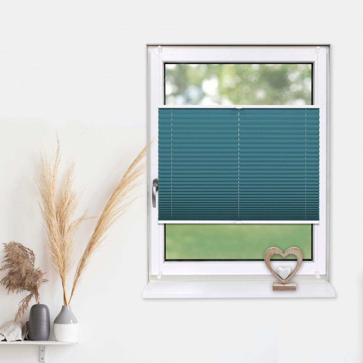 PLISSEE Basic 70 x 210cm Klemmfix ohne Bohren - Petrol, Textil (70/210cm) - Deco-Raum