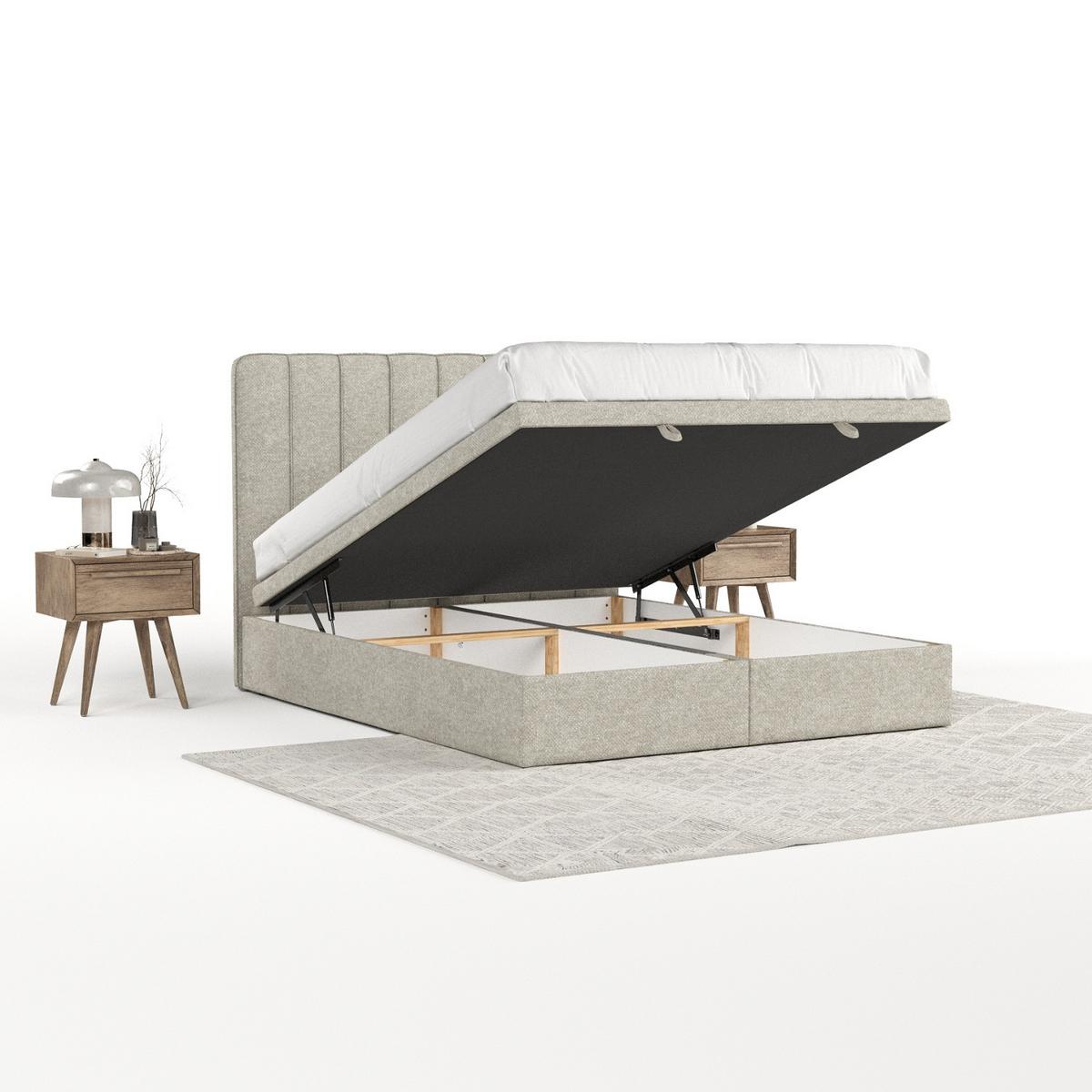 POLSTERBETT Vienna mit Stauraum 200/200 cm Beige im Alta Stoff - Beige/Schwarz, Holz/Holzwerkstoff (200/200cm) - AltaBeds