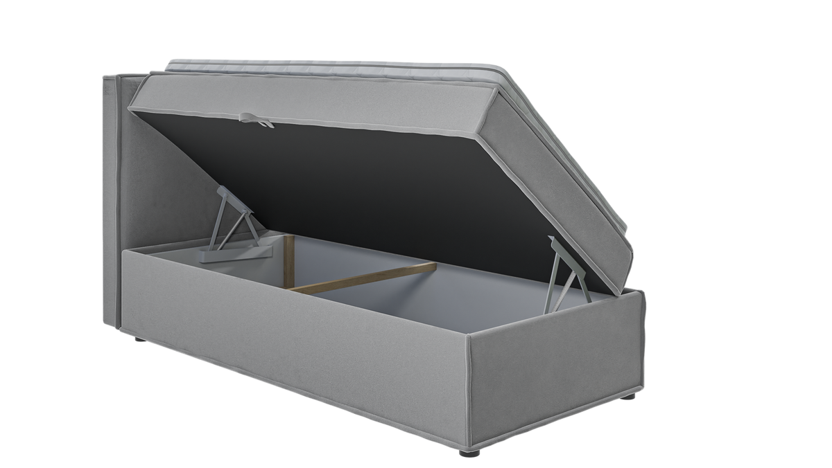 BOXBETT Eclipse 90/200 cm Grau Luxusmicrofaser - Schwarz/Grau, Holz/Kunststoff (90/200cm) - S-Style Möbel