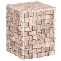 NACHTTISCH Teakholz hellbraun quadratisch 32/32 cm Cajeme - Hellbraun, Holz (32/43/32cm) - Beliani