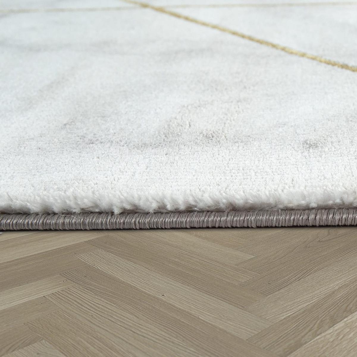 KURZFLORTEPPICH, in Marmoroptik, aus Polyproylen, Florhöhe 12 mm, Gold, Ø 160 cm - Goldfarben, Textil (160/160cm) - KADIMA DESIGN