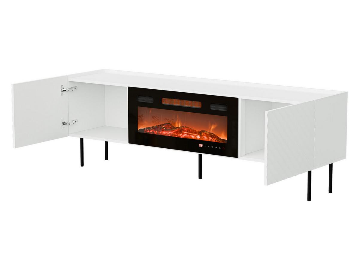 TV-LOWBOARD Lucca 180 2D mit Elektrische Kamin - Schwarz, Holz/Holzwerkstoff (181/59/40cm) - MIRJAN24