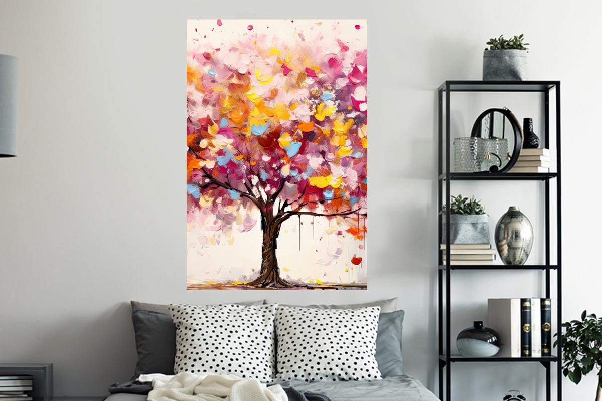 WANDTATTOO Aquarell - Baum - Kunst - Abstrakt Wandaufkleber 80x120 cm - Multicolor, Kunststoff (80/120/0.1cm) - MuchoWow