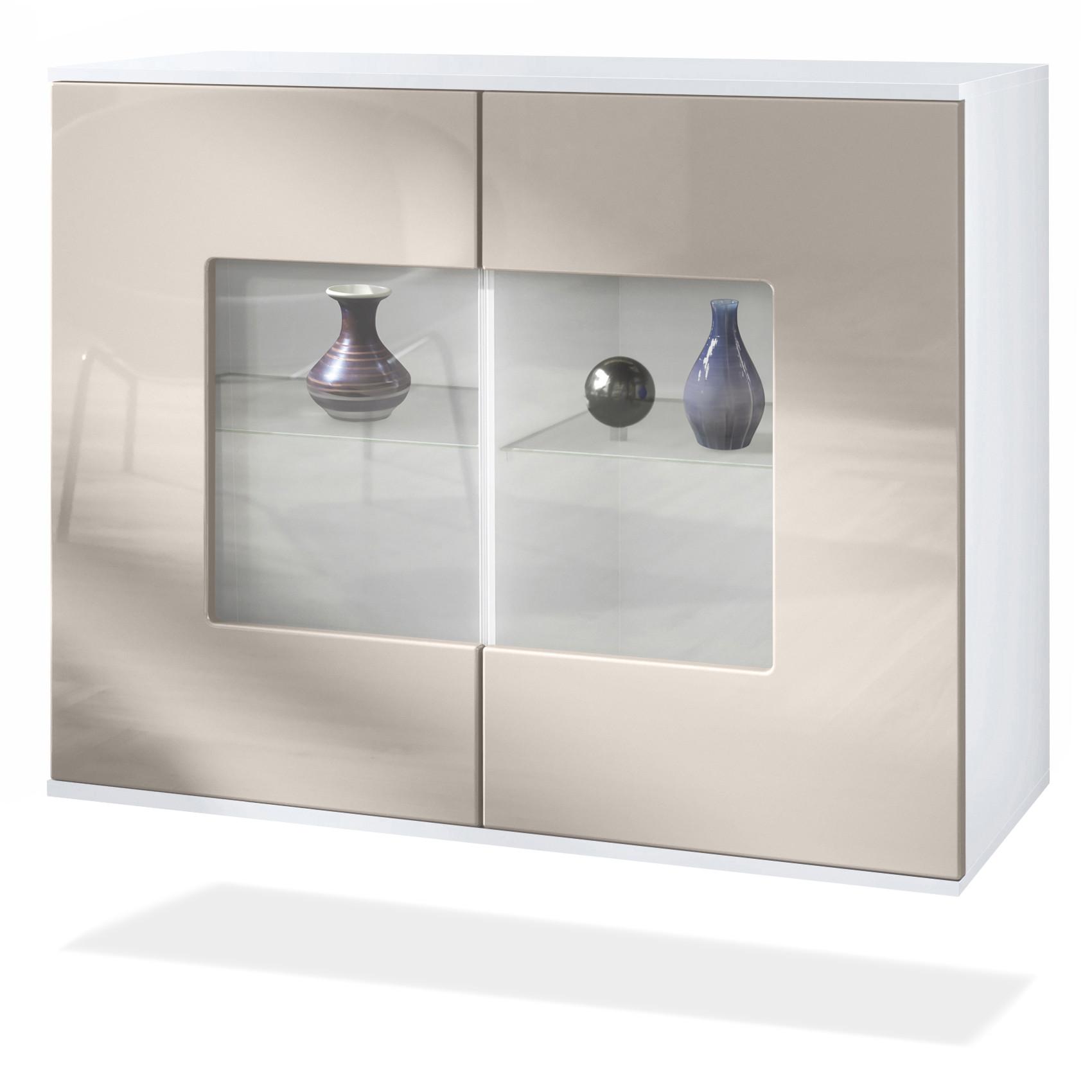 KOMMODE Grömitz Sandgrau Hochglanz - Sandfarben, Holzwerkstoff (92.5/73.5/35cm) - Vladon