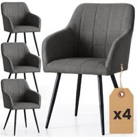 POLSTERSTUHL 4er Set, Metallbeine Graphit, Schwarz, x 54/82/58 - Schwarz, Textil (54/82/51cm) - RAUMHIRSCH FURNITURE