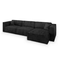 ECKSOFA TOLMO P Schwarz Kordstoff mit Schlaffunktion - Schwarz/Grau, Holz/Kunststoff (347/148cm) - MASSENO