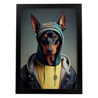 POSTER Dobermann Pinscher In Voller Farbe Fotostil A3 Schwarzer Rahmen - Schwarz, Papier (29.7/5/42cm) - Nacnic