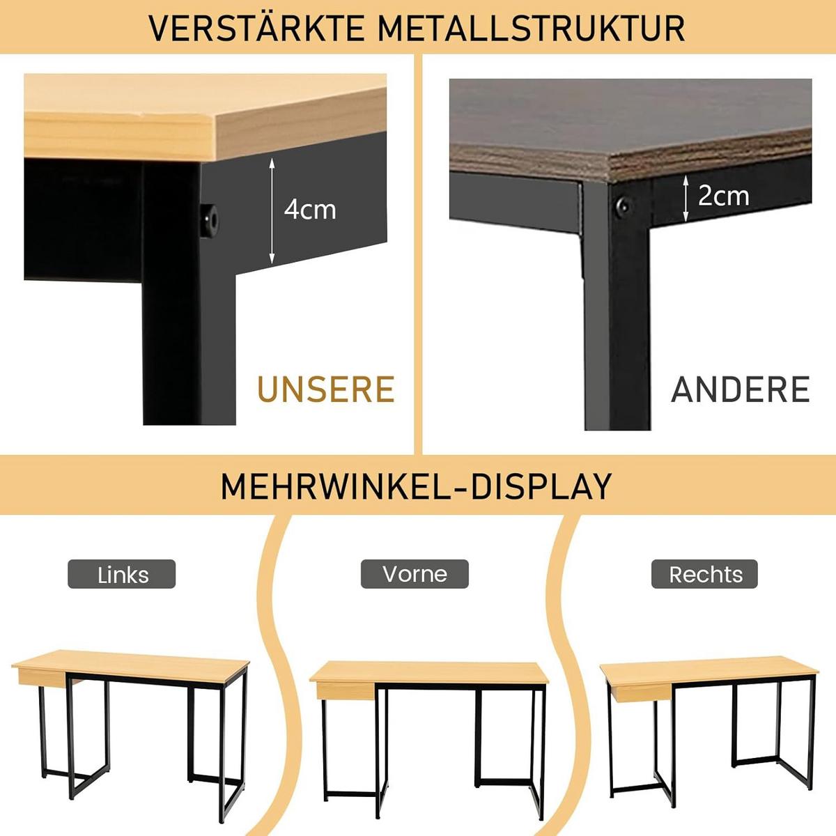 SCHREIBTISCH 75cm Holz - Rot, Holz (55/120/75cm) - COSTWAY