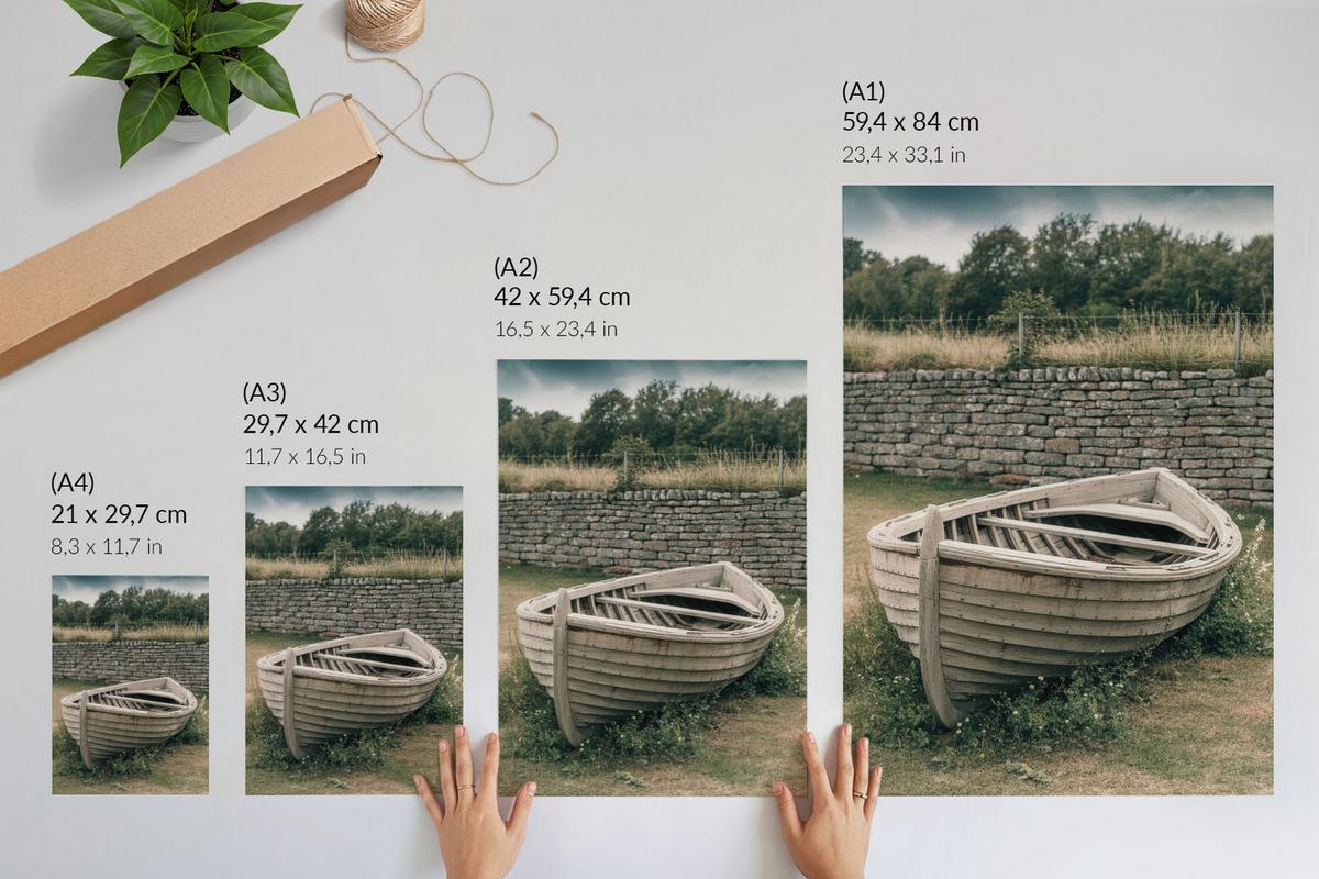 POSTER - 59x84 cm - Artland - Altes Boot - Grau, Textil (59/84/0.1cm) - TULUP