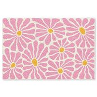 FUSSMATTE Blumen - Muster - Rosa - Beige - Orange Sauberlaufmatte 180x120 cm - Rosa, Kunststoff (180/0.4cm) - MuchoWow