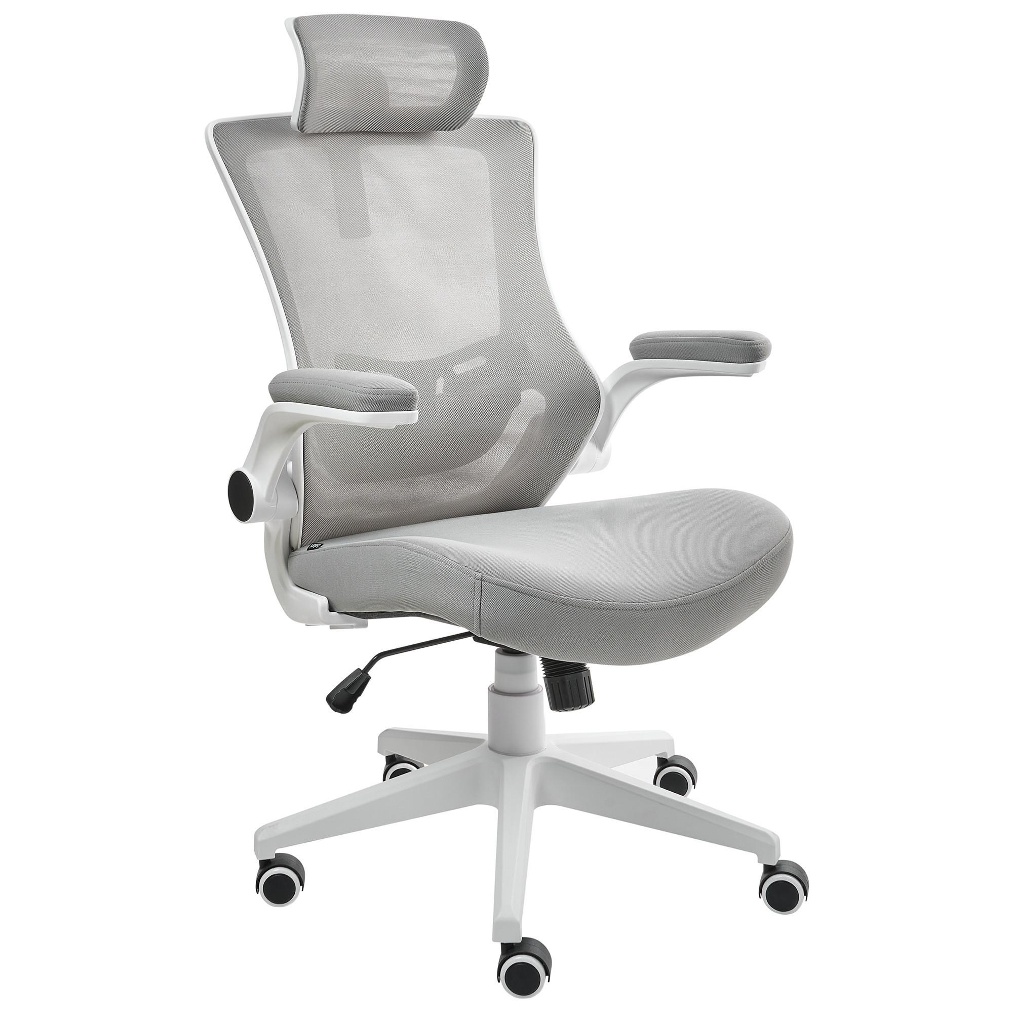BÜROSTUHL Hellgrau Paladin - Hellgrau, Textil (52/96/56cm) - Beliani