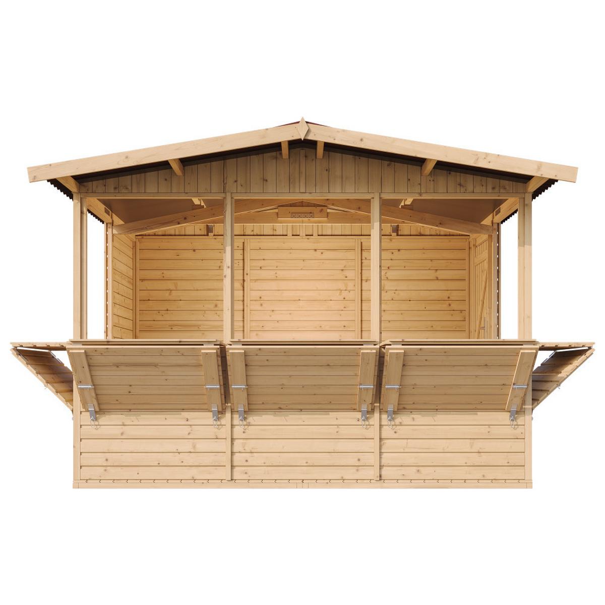 MARKTBUDE Holz, Gartenhaus, FÜNF FENSTER - 200x300/6 m2 M150B - Beige, Holz (336/232/263cm) - Timbela