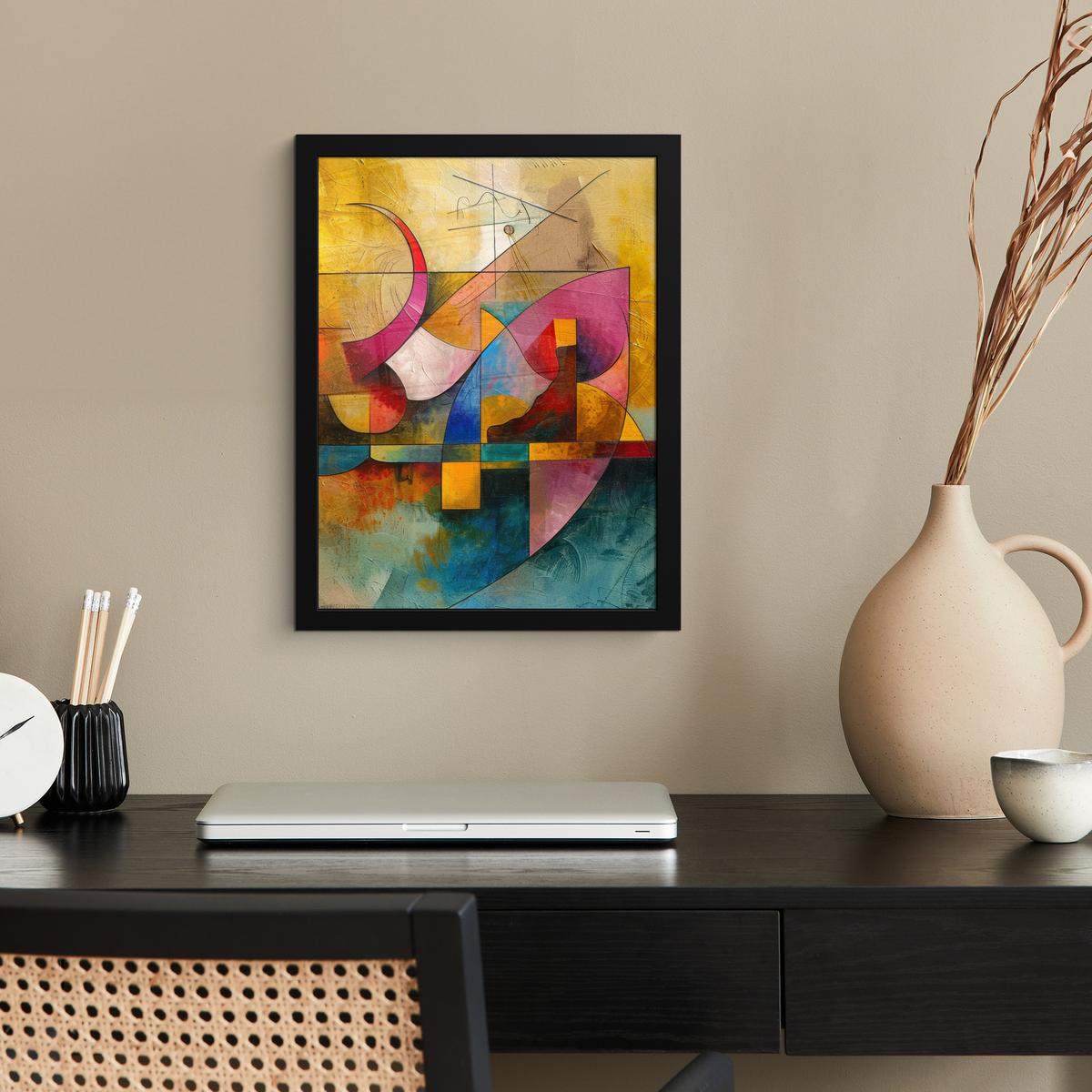 POSTER MIT RAHMENGERAHMTES BILD Kunst - Abstrakt - Modern Bilderrahmen 30x40 cm - Gelb, Papier (30/40cm) - MuchoWow