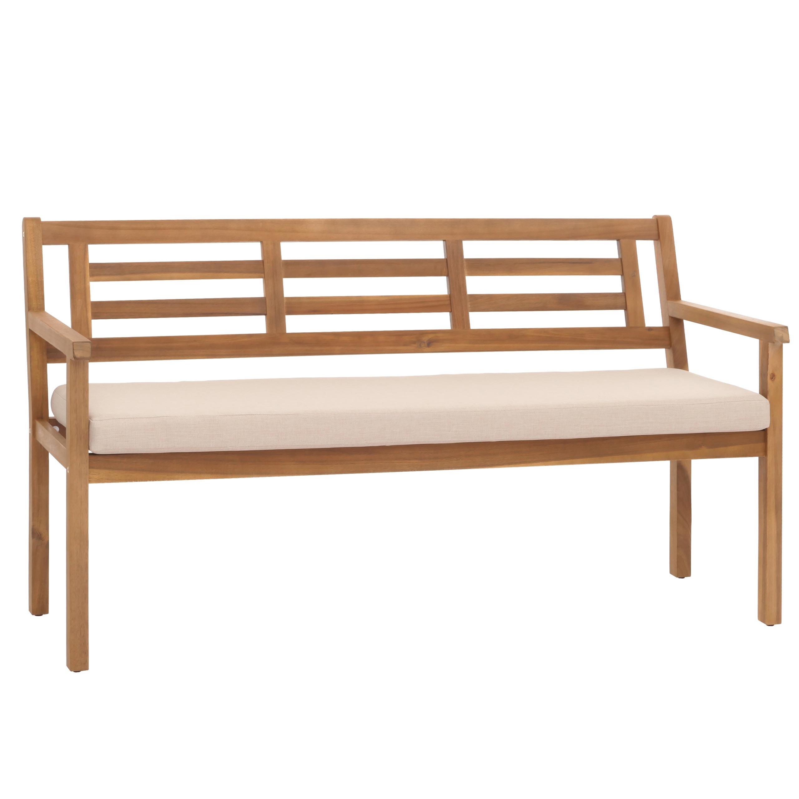 GARTENBANK Beige - Beige, Holz (145/82/59cm) - MCW