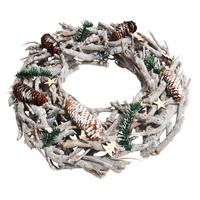 ADVENTSKRANZ XXL RUND OHNE KERZEN/HALTER Weiß, Rot - Rot/Weiß, Holz (11cm) - MCW