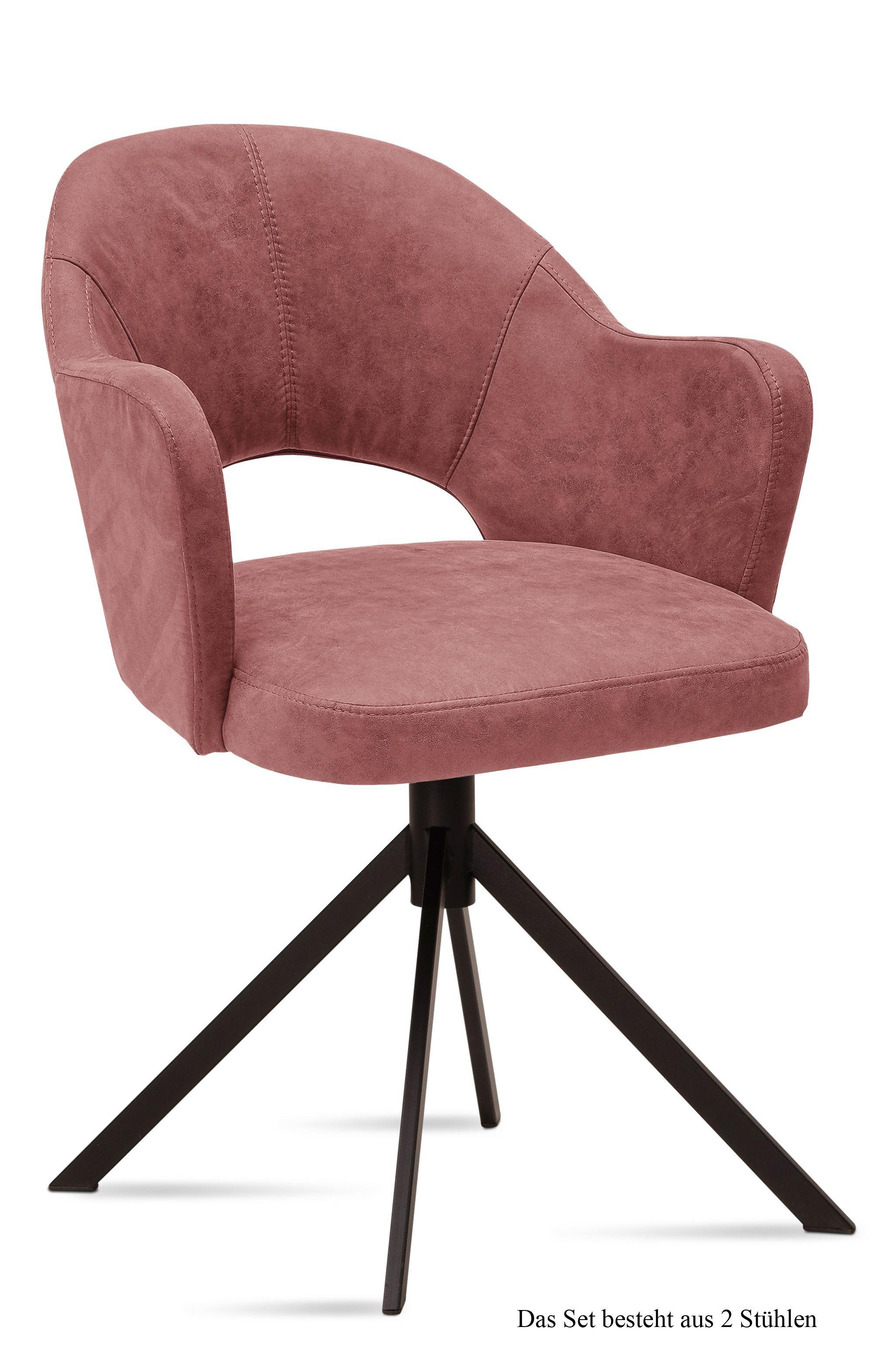 ARMLEHNSTUHL (2er-Set) Dunja 59x87x61 Schwarz/Rosewood - Dunkelrosa/Schwarz, Kunststoff (61/87/59cm) - 58aufmkessel