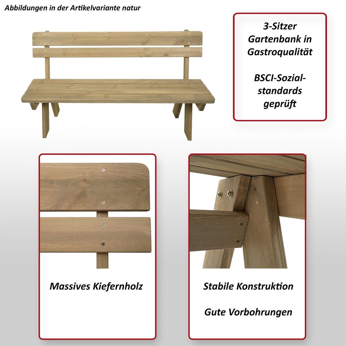 GARTENBANK Beige - Beige, Holz (148/86/54cm) - MCW