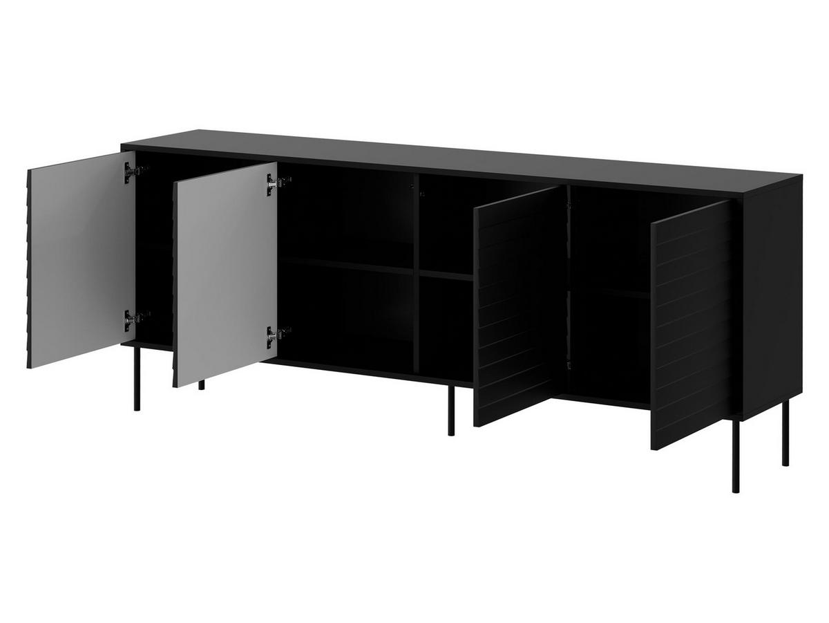SIDEBOARD Cortina 200 4D - Schwarz, Holzwerkstoff/Metall (200/81/40cm) - MIRJAN24
