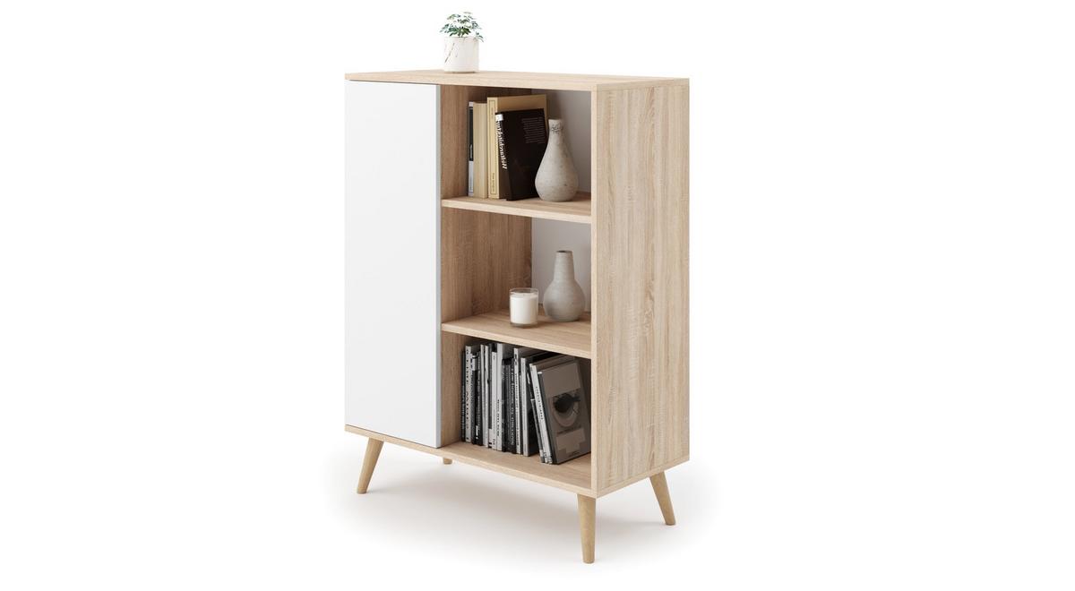 BÜCHERREGAL Fondi - Eichefarben/Weiß, Holzwerkstoff (90/116/40cm) - RAUMHIRSCH FURNITURE