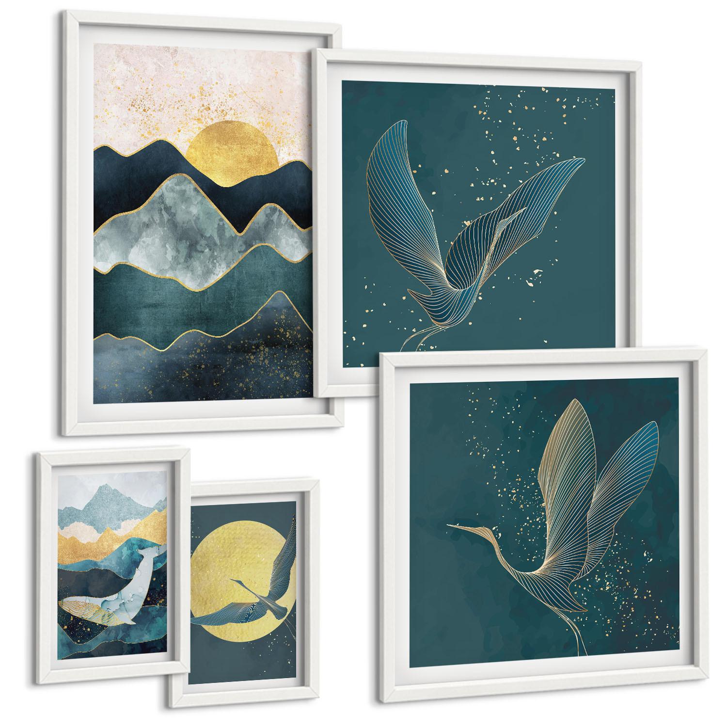 BILDER SET 5er Set - 50x50 cm & 20x30 cm & 40x60 cm Weißer Rahmen - Familie, Liebe, Wärme, Zuhause - Weiß, Kunststoff (40/60cm) - TULUP