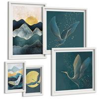 BILDER SET 5er Set - 50x50 cm & 20x30 cm & 40x60 cm Weißer Rahmen - Familie, Liebe, Wärme, Zuhause - Weiß, Kunststoff (40/60cm) - TULUP