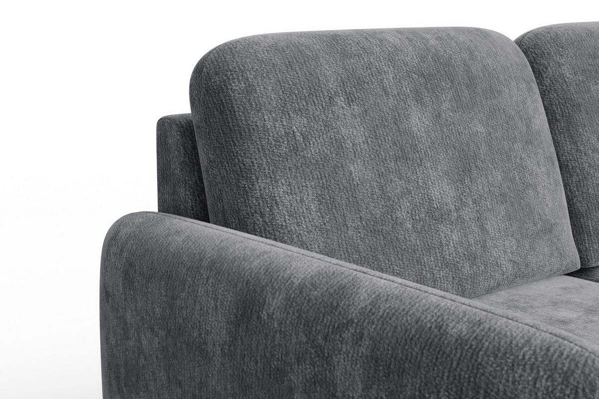 SOFA FEBE 2-Sitzer, grauer Chenille-Stoff - Schwarz/Grau, Holz/Textil (160/82/96cm) - Wozimo