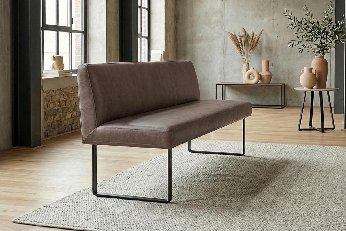 ESSZIMMERBANK ELEEN Dunkelbraun Leder - Dunkelbraun, Leder (163/85/69cm) - KAWOLA