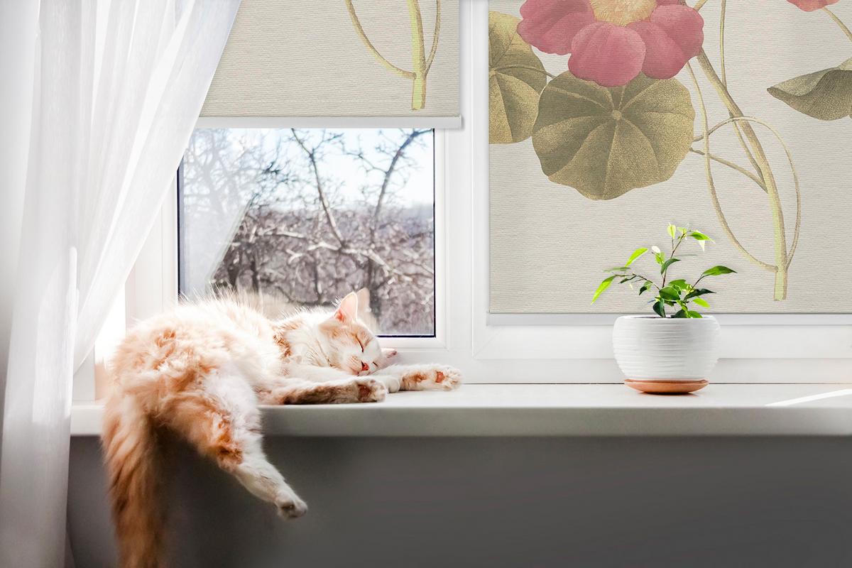 INNENROLLO - Fensterrollo - Rollo - 140x140 cm - Blume - Grau, Kunststoff (140/140/0.5cm) - TULUP