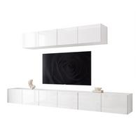 WOHNWAND ANGEL III Weiß glänzend hängend mit LED-Beleuchtung 300 cm - Weiß Hochglanz, Holzwerkstoff (300/36/40cm) - Idohome