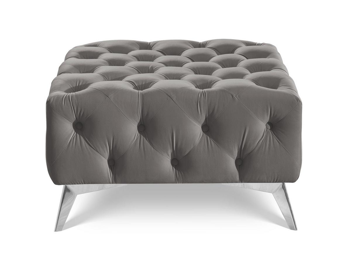 HOCKER Chesterfield Whitby Grau Samt mit silbernen Füßen - Silberfarben/Grau, Holz/Textil (80/45/80cm) - S-Style Möbel