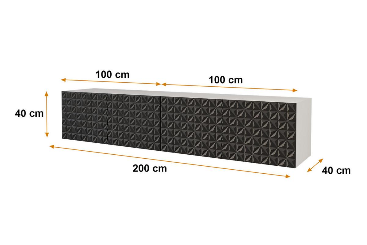LOWBOARD VIRA-W 2x100x40x40 cm - Weiß / Schwarz - Schwarz, Holzwerkstoff (200/40/40cm) - ALTDECOR