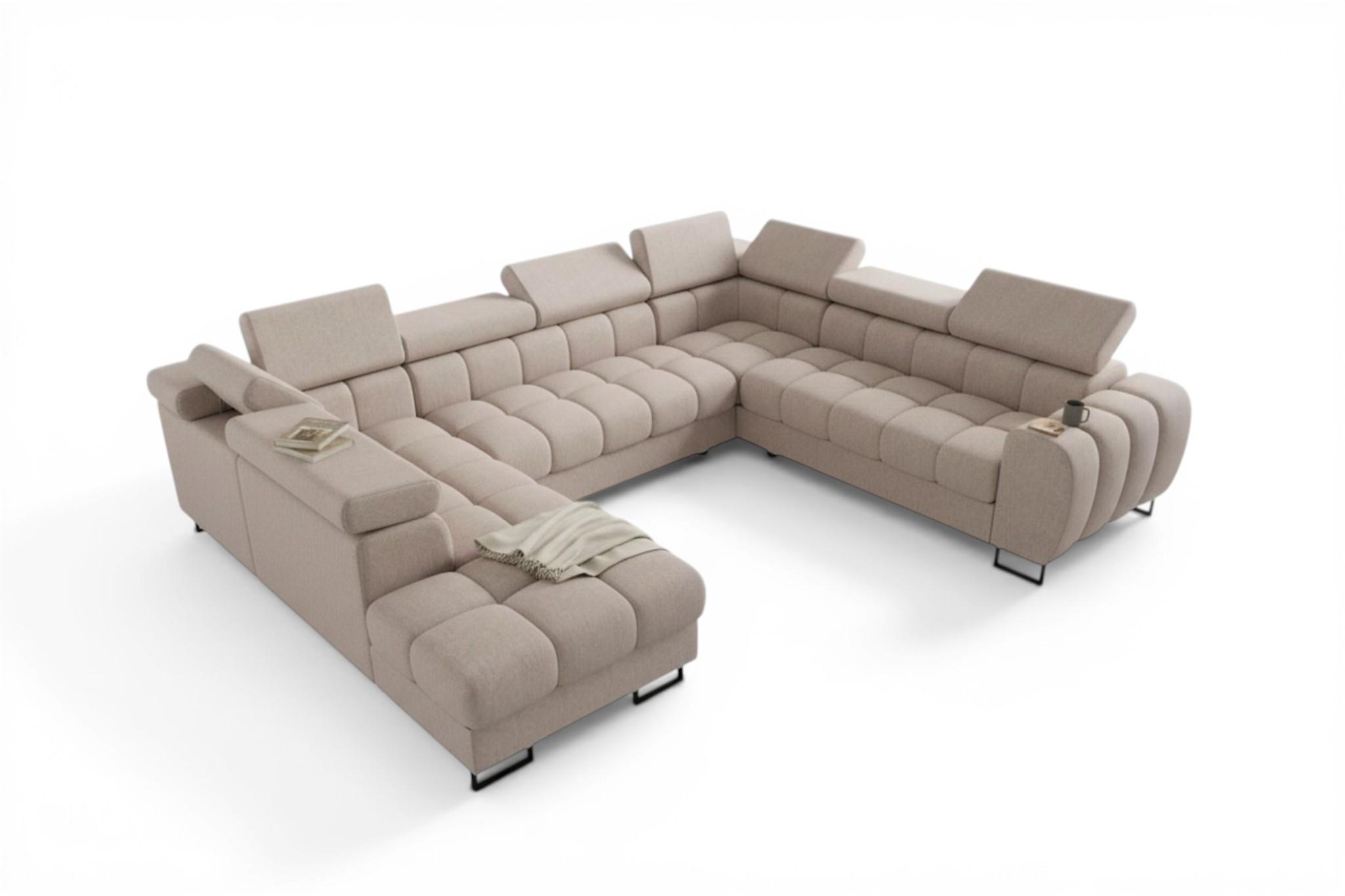 WOHNLANDSCHAFT Bastien Xl - Creme, Holzwerkstoff/Textil (265/95/350cm) - Fun Möbel