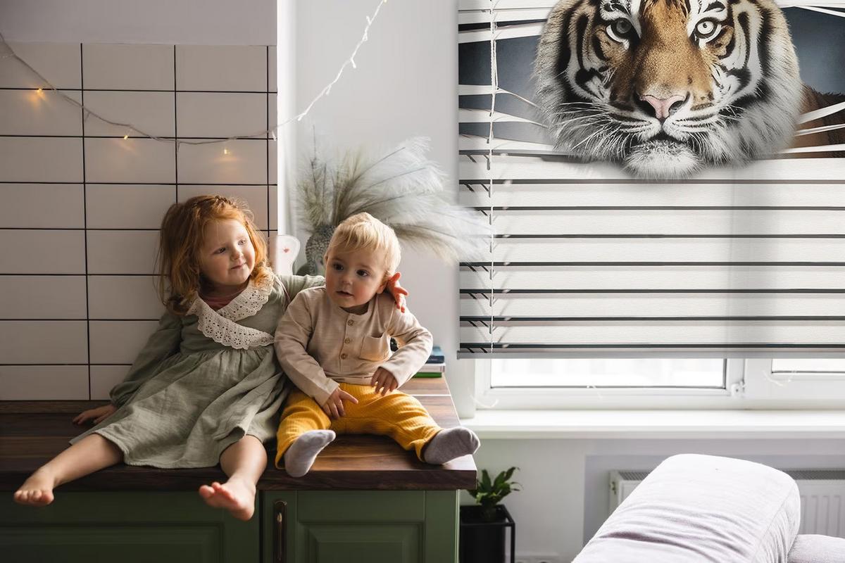 INNENROLLO - Fensterrollo - Rollo - 100x100 cm - Tiger - Grau, Kunststoff (100/100/0.5cm) - TULUP
