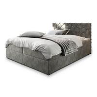 BOXBETT RIVA 200x200 cm mit Matratze und Topper, H2+H3 - Grau - Grau, Holz (200/200cm) - MASSENO
