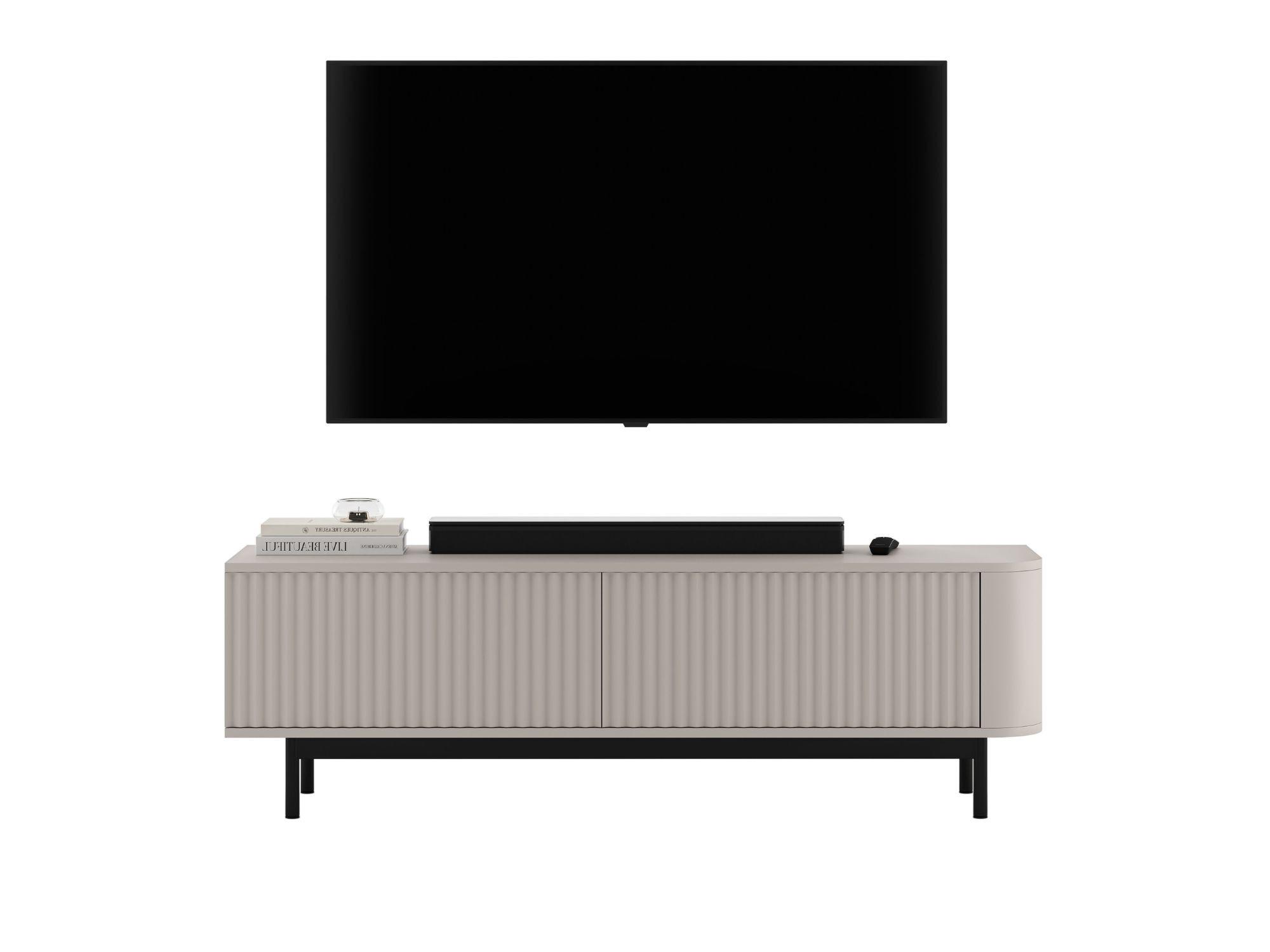 TV-LOWBOARD Aurora Kaschmir matt 140 cm mit schwarzem Metallrahmen - Kaschmir/Schwarz, Holzwerkstoff/Metall (140/44/35cm) - Meble Lindner