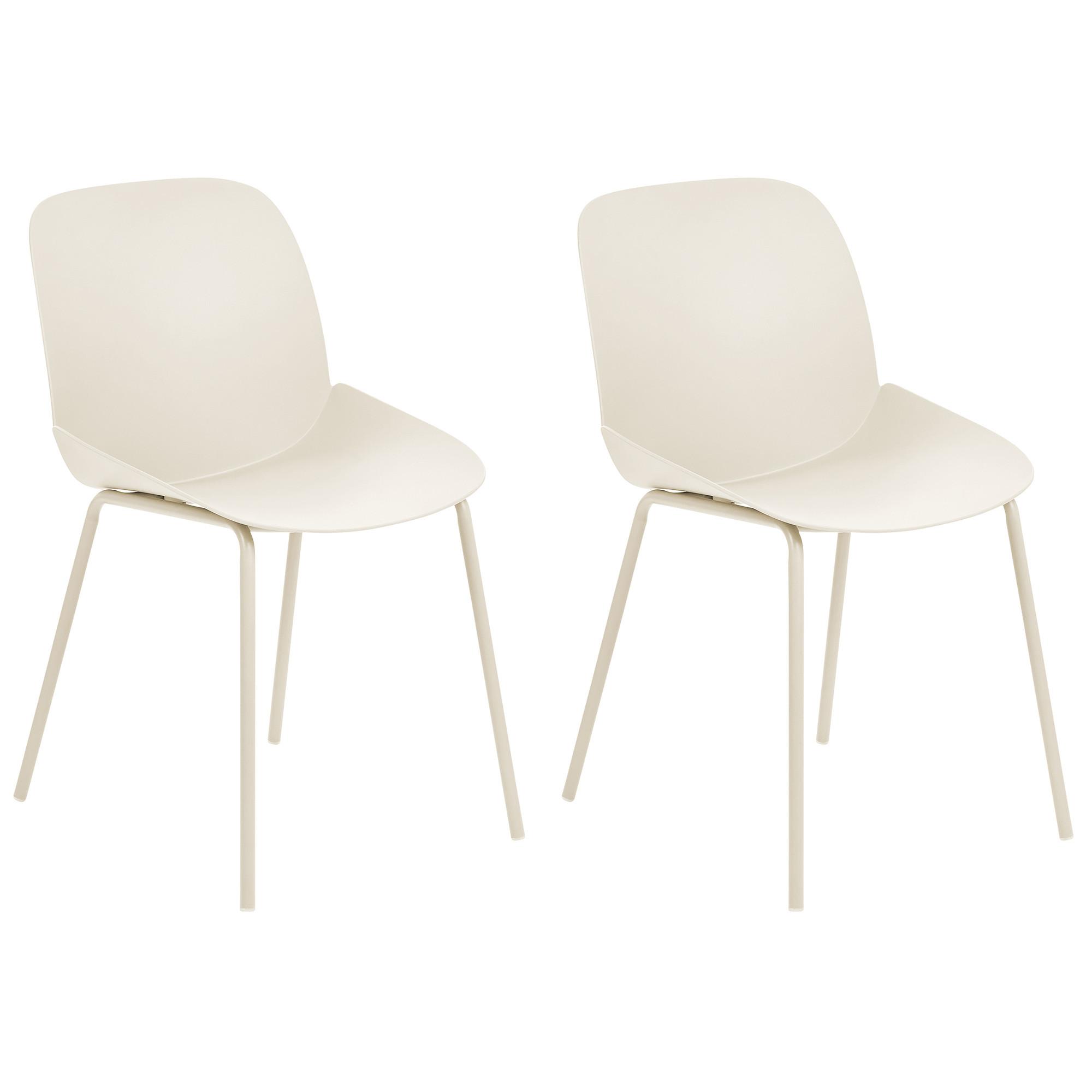 ESSZIMMERSTUHL 2er-Set Kunststoff Beige Milaca - Beige, Kunststoff/Metall (46/81/62cm) - Beliani