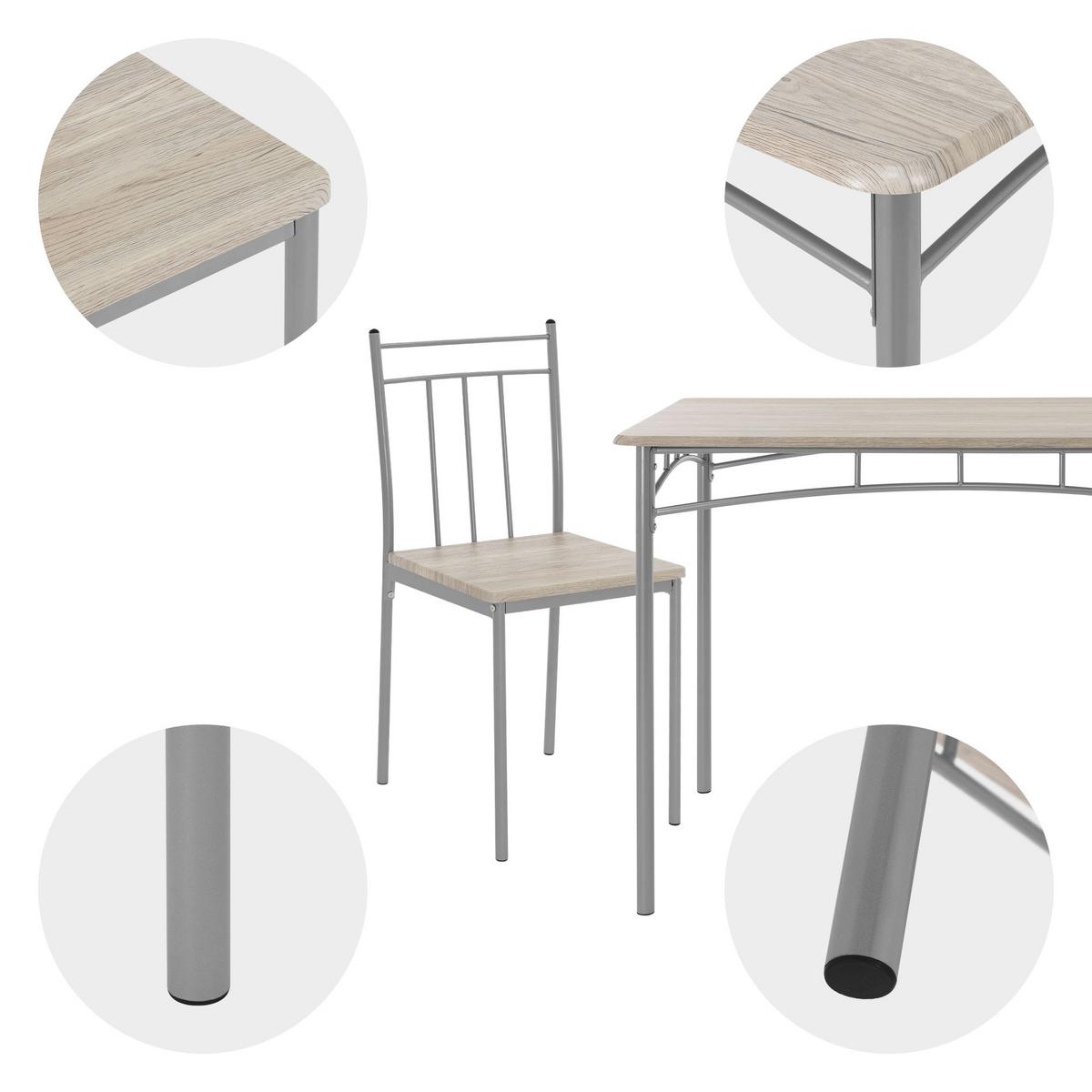 ESSTISCH SET 5-teilig Eiche hell - Beige/Grau, Holzwerkstoff/Metall (70/82.5/110cm) - ML-DESIGN