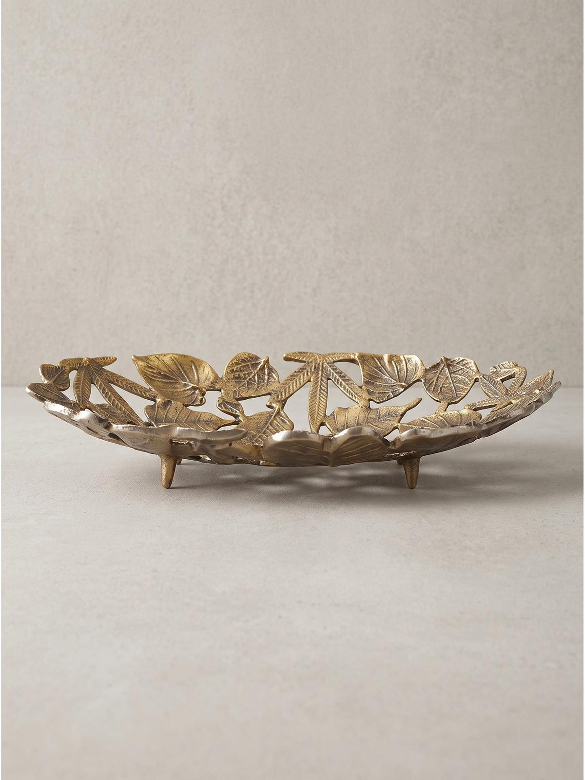 DEKOSCHALE RECANATI, Aluminium, handgefertigt, Gold, 49 x 31 x 8 cm - Goldfarben, Metall (8cm) - KADIMA DESIGN