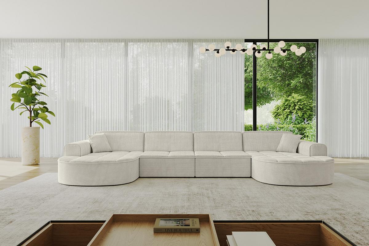WOHNLANDSCHAFT TARO-U2 - 388x171x79,5 cm Creme - Hellgrau/Creme, Holzwerkstoff/Textil (388/79.5/171cm) - ALTDECOR