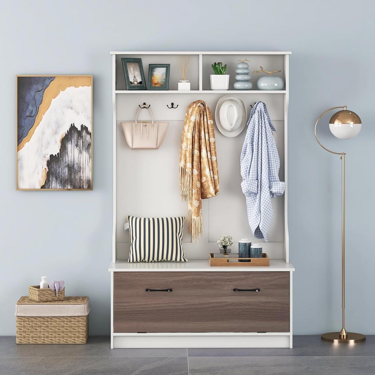 GARDEROBENSTÄNDER 160cm Weiß - Weiß, Holz (100/160/40cm) - COSTWAY