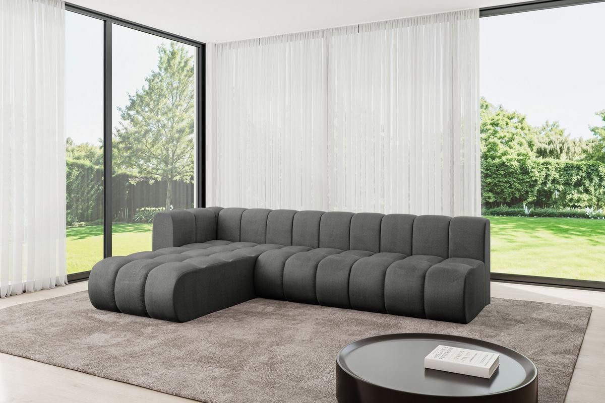 ECKSOFA modulares Sofa Darnel-L2 - 296x177x70 cm Dunkelgrau - Dunkelgrau, Holzwerkstoff/Textil (296/177cm) - ALTDECOR