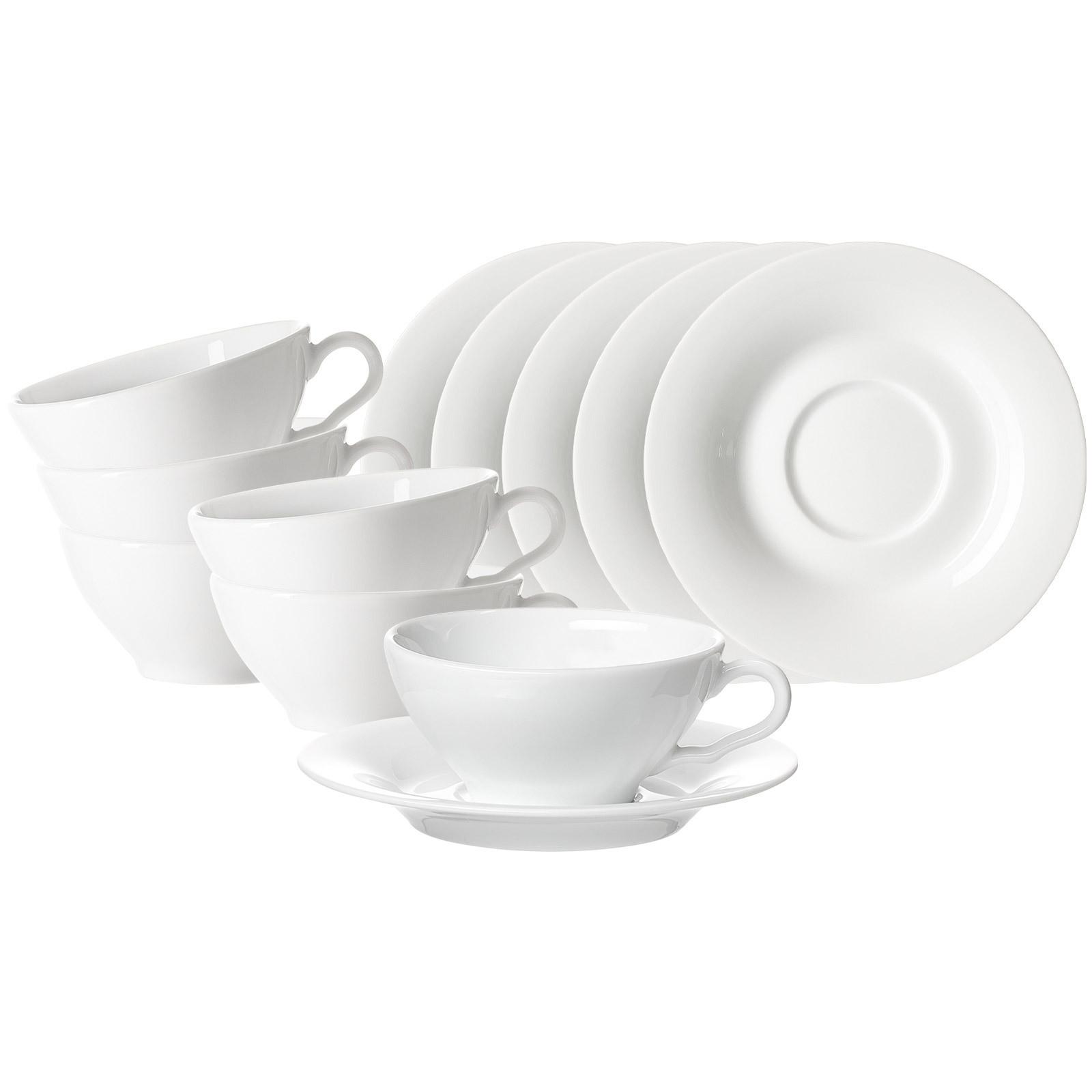 TEETASSEN MIT UNTERTASSEN Ostfriese Weiß 100 ml 6er Set - Weiß, Keramik (0.1L) - Ritzenhoff Breker
