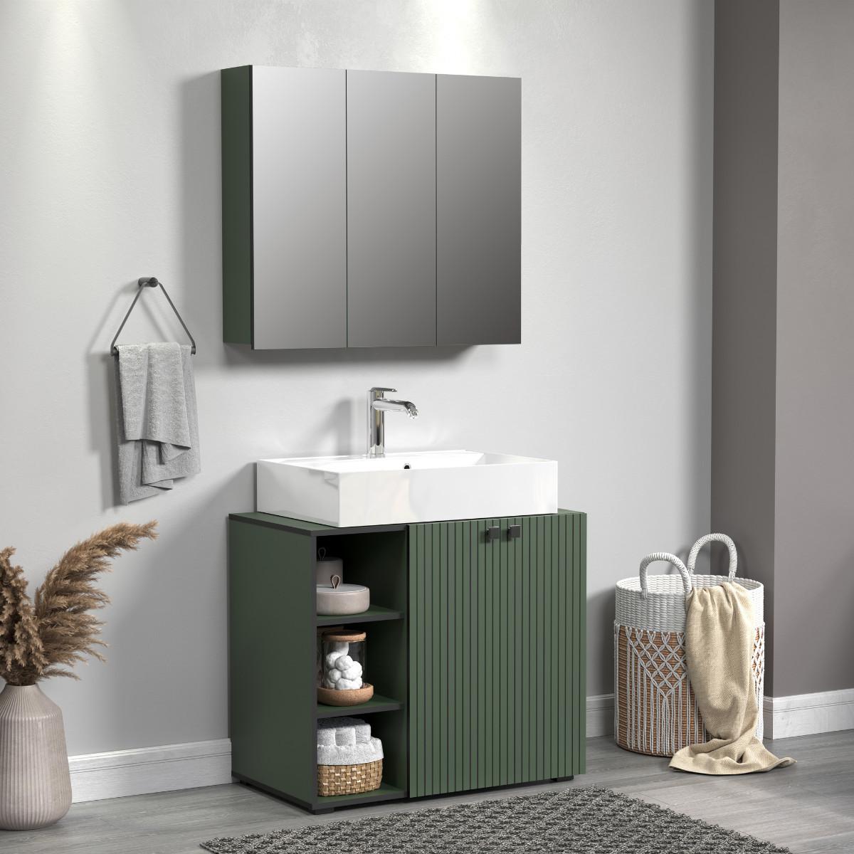 SPIEGELSCHRANK PureBliss Grün - Grün, Holzwerkstoff (90/80/20cm) - Trendteam