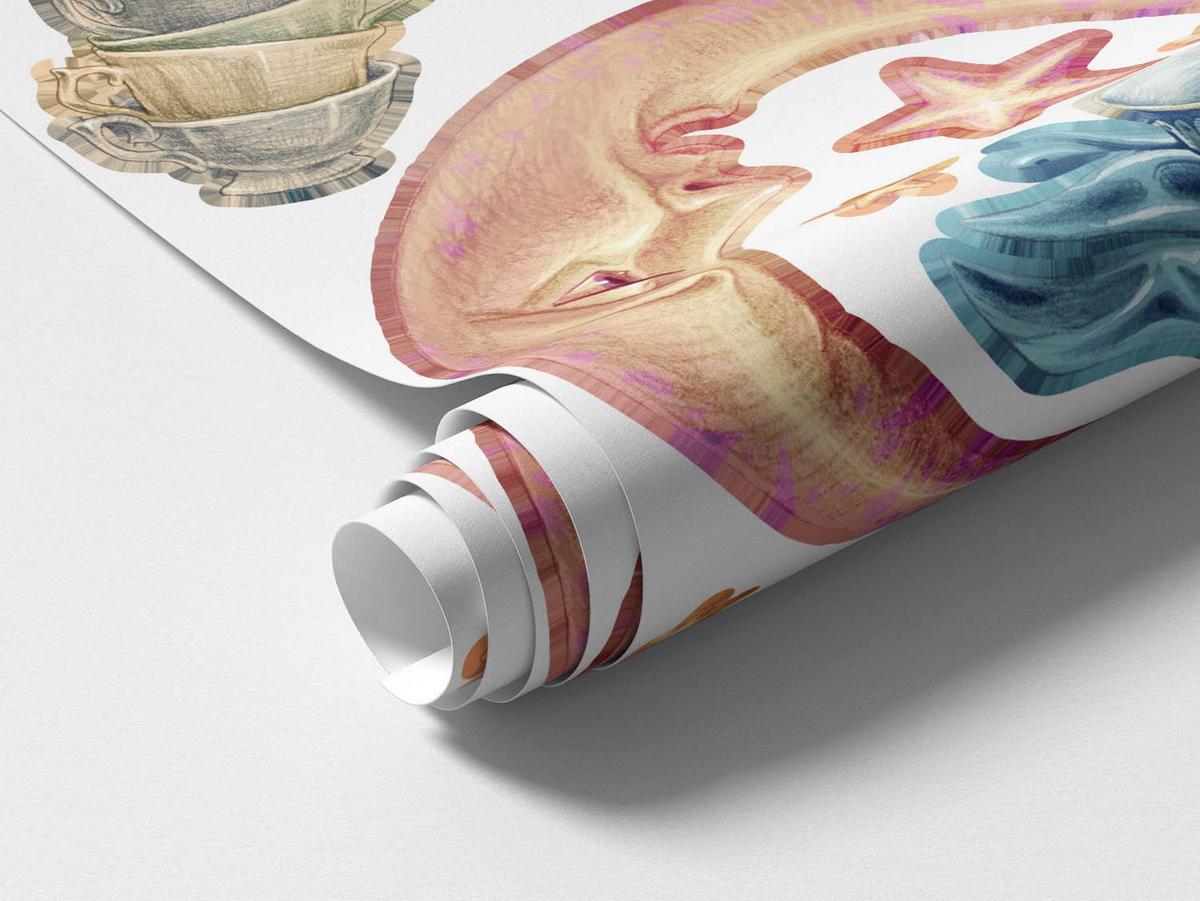 WANDAUFKLEBER 60x85cm - Pastellfarbene Tiere - Multicolor, Kunststoff (60/85/0.1cm) - Wallfluent