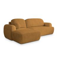 ECKSOFA MODENZA P L-S Gelb Kordstoff mit Schlaffunktion - Gelb/Schwarz, Holz/Kunststoff (266/148cm) - MASSENO