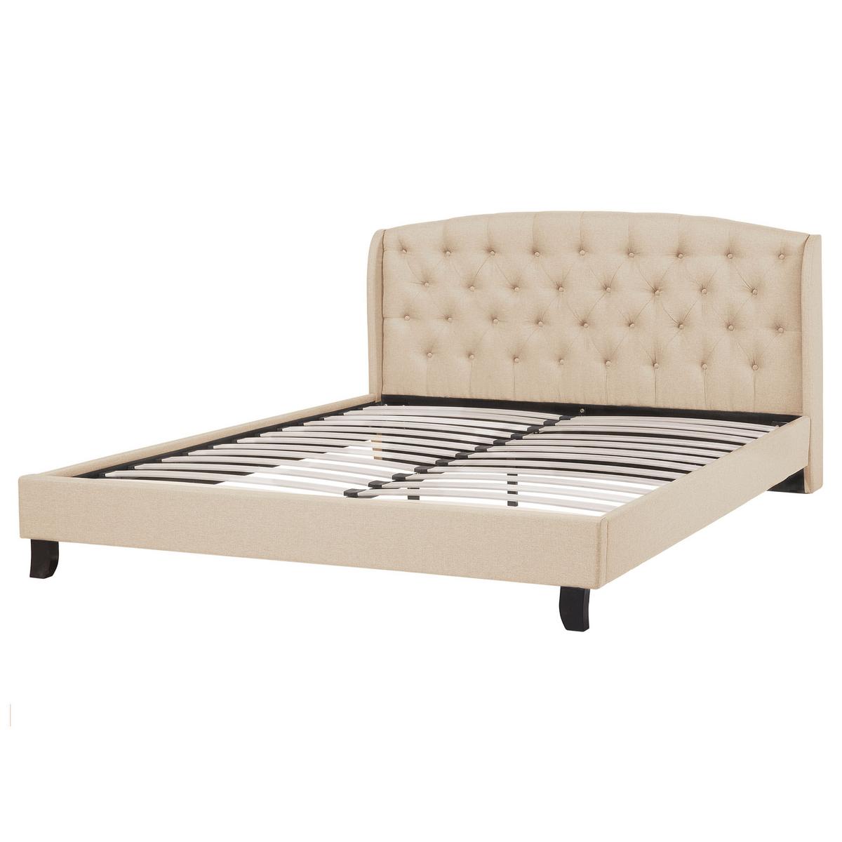 POLSTERBETT 160/200cm Beige Bordeaux - Beige, Textil (160/200cm) - Beliani