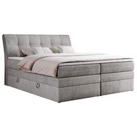 BOXSPRINGBETT GOLD-10 KING 200/200 Hellgrau Velvet - H3 - Hellgrau, Holz/Textil (200/200cm) - MKS